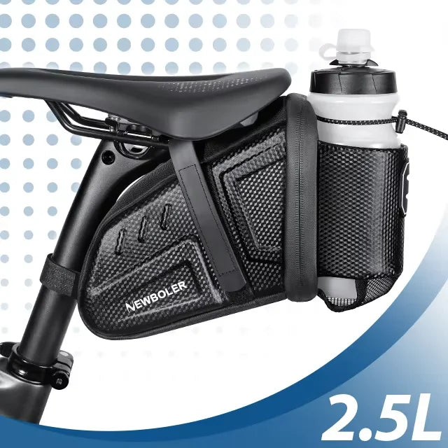 Sacoche de Selle Vélo Étanche 2,5L avec Porte-Bidon et Bandes Réfléchissantes