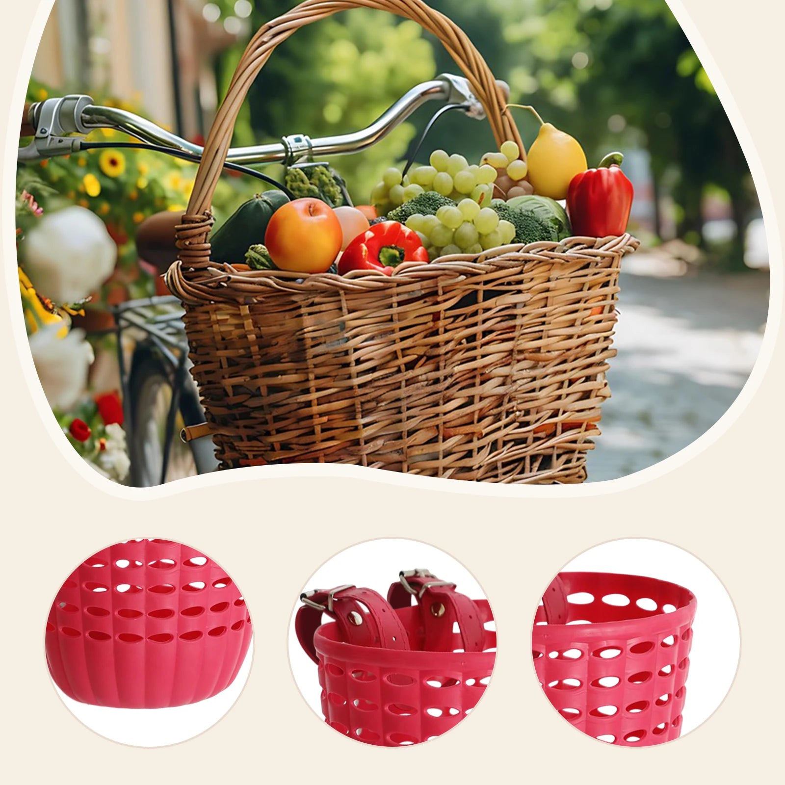 Panier Vélo Enfant avec Sangles PU Ajustables – Fixation Guidon — vue 2 — sacoche vélo | La Sacoche Vélo