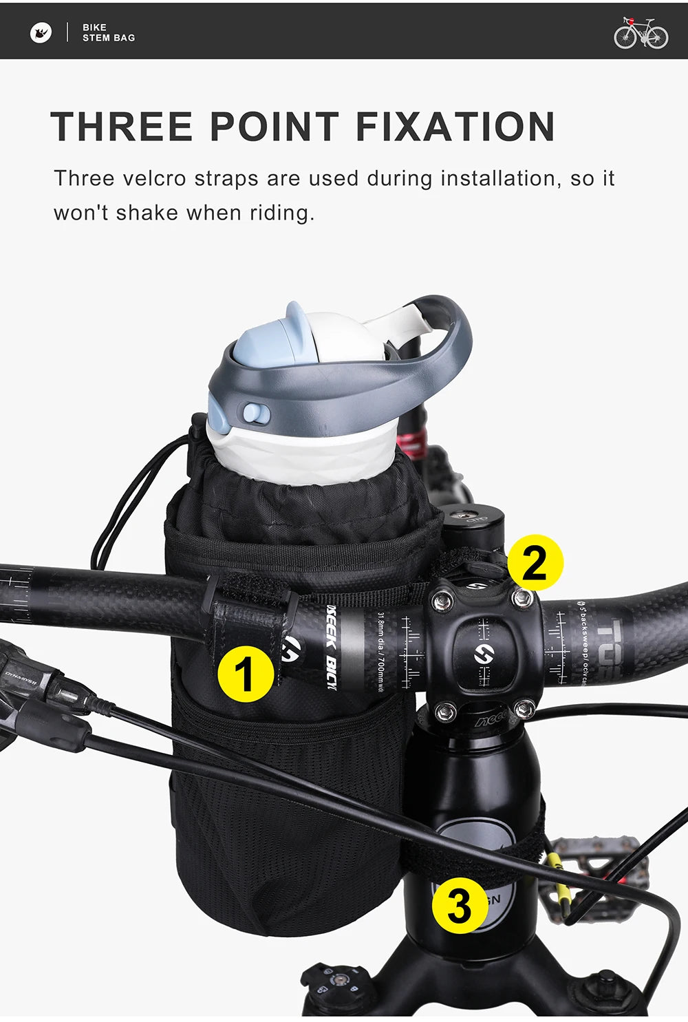 Sacoche Porte-Bidon Vélo Isotherme Rhinowalk pour Guidon — vue 14 — sacoche vélo | La Sacoche Vélo