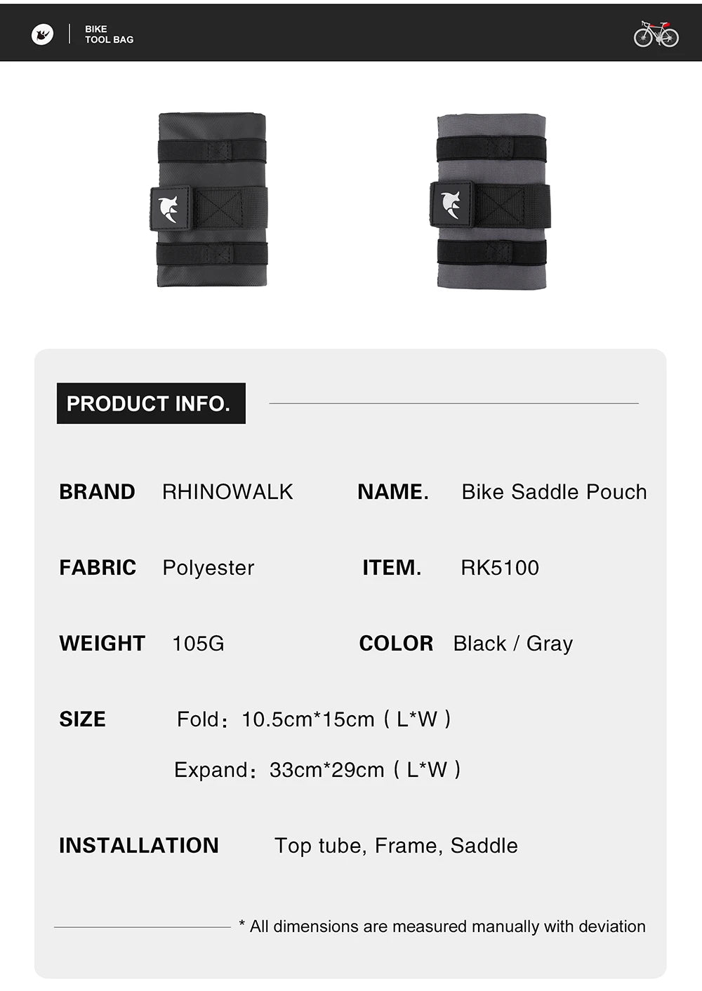 Sacoche Porte-Bidon Vélo Isotherme Rhinowalk pour Guidon