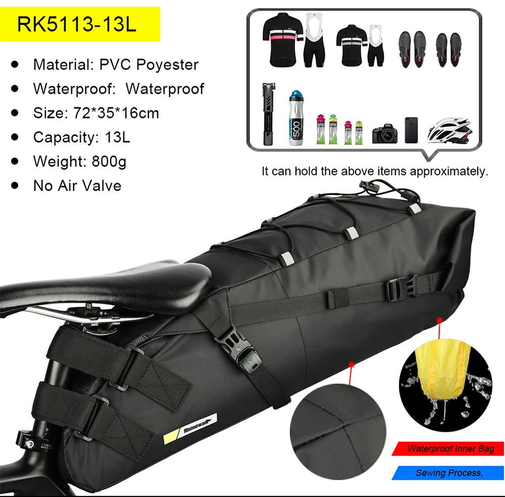 Sacoche de Selle Vélo Rhinowalk 13L avec Stabilisateur - Étanche — vue 9 — sacoche vélo | La Sacoche Vélo