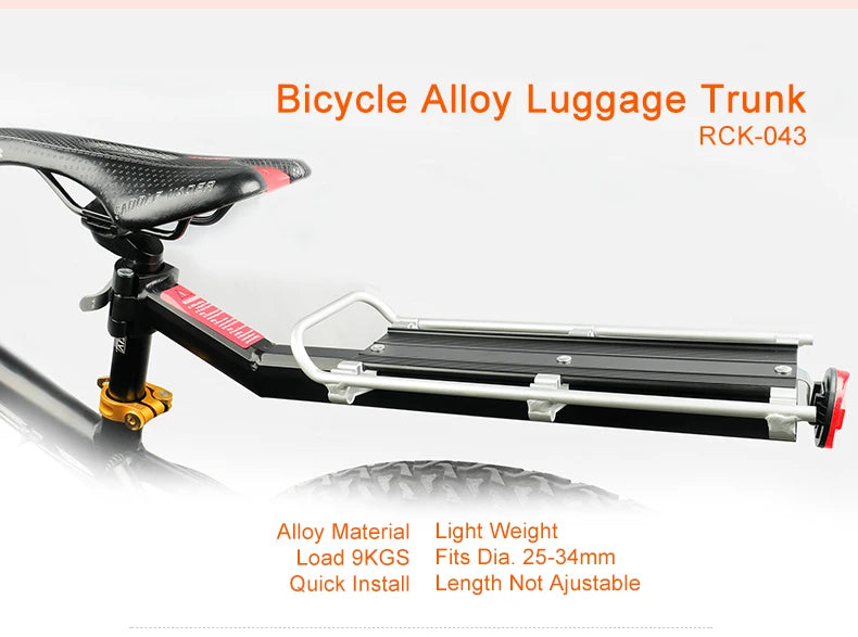 Porte-Bagage Arrière Vélo Aluminium - Compatible VTT 20-29'' et Fat Bi — vue 8 — sacoche vélo | La Sacoche Vélo