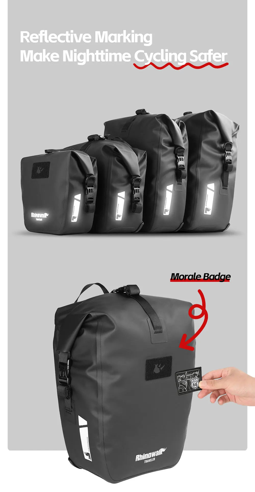Sacoche Vélo Rhinowalk Étanche – Porte-Bagages Double Latérale — vue 20 — sacoche vélo | La Sacoche Vélo