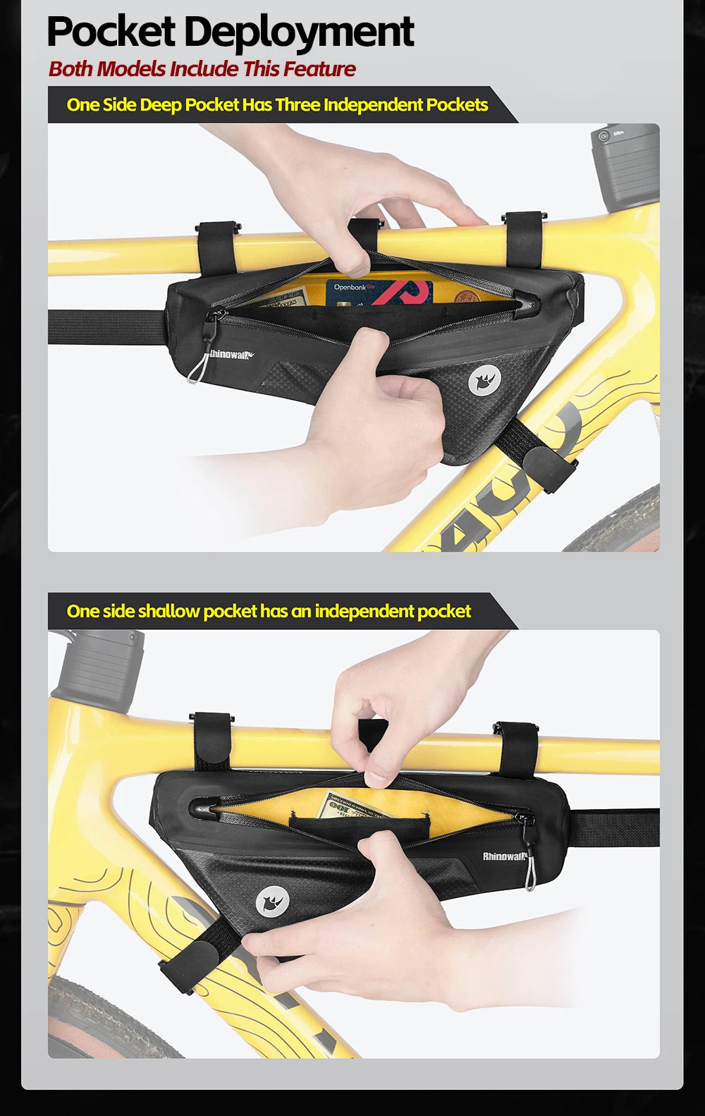 Sacoche Cadre Vélo Rhinowalk Imperméable - Triangle Tube Inférieur
