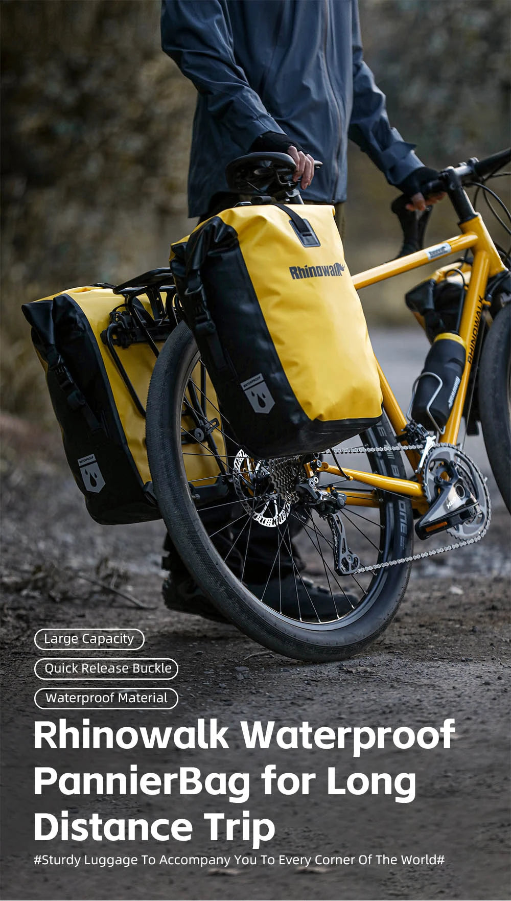 Sacoche Vélo Porte-Bagage Rhinowalk 27L - Étanche à Fixation Rapide — vue 8 — sacoche vélo | La Sacoche Vélo