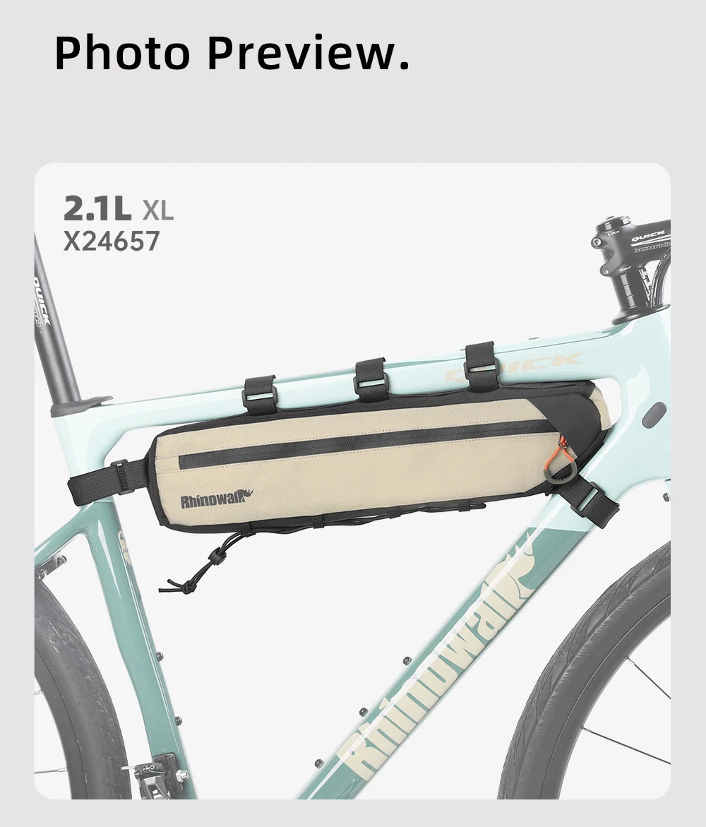 Sacoche Cadre Vélo Rhinowalk 2.1L/2.7L - Triangle Résistant VTT Route Gravel