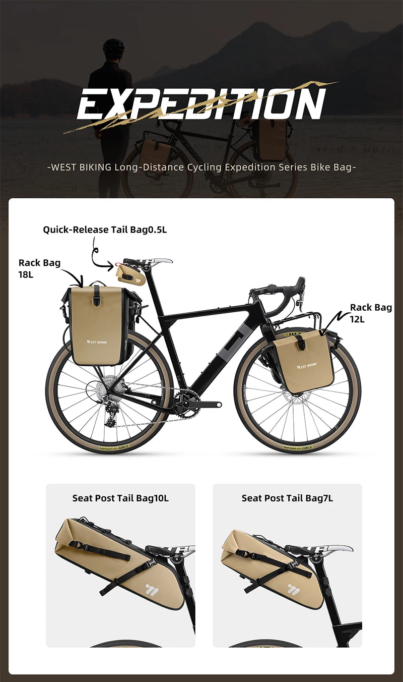 Sacoche de Selle Vélo WEST BIKING 10L-14L Étanche et Pliable — vue 8 — sacoche vélo | La Sacoche Vélo