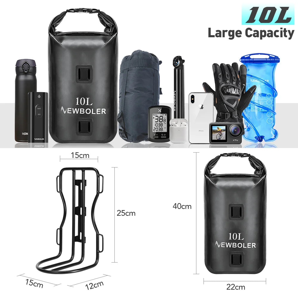 Sacoche Fourche Vélo Étanche 10L - Fixation Universelle NEWBOLER — vue 8 — sacoche vélo | La Sacoche Vélo