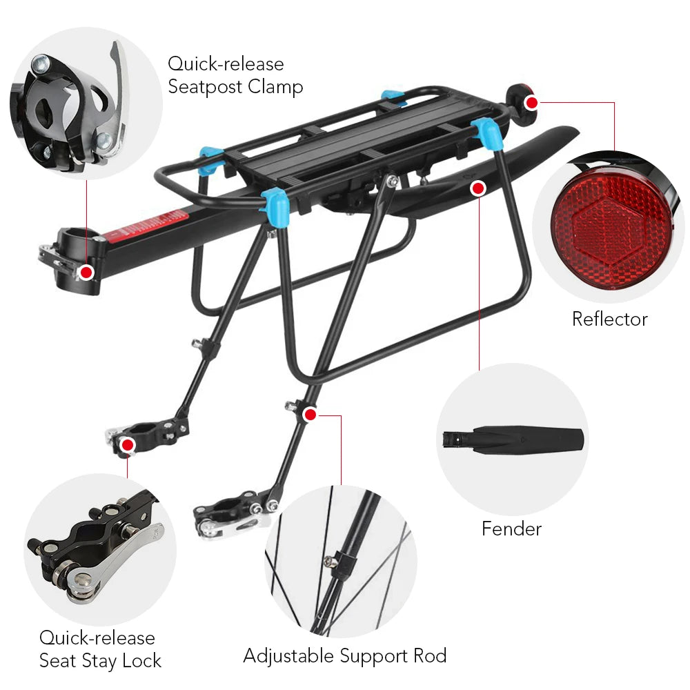 Porte-Bagage Vélo Arrière Ajustable à Fixation Rapide avec Garde-Boue — vue 6 — sacoche vélo | La Sacoche Vélo