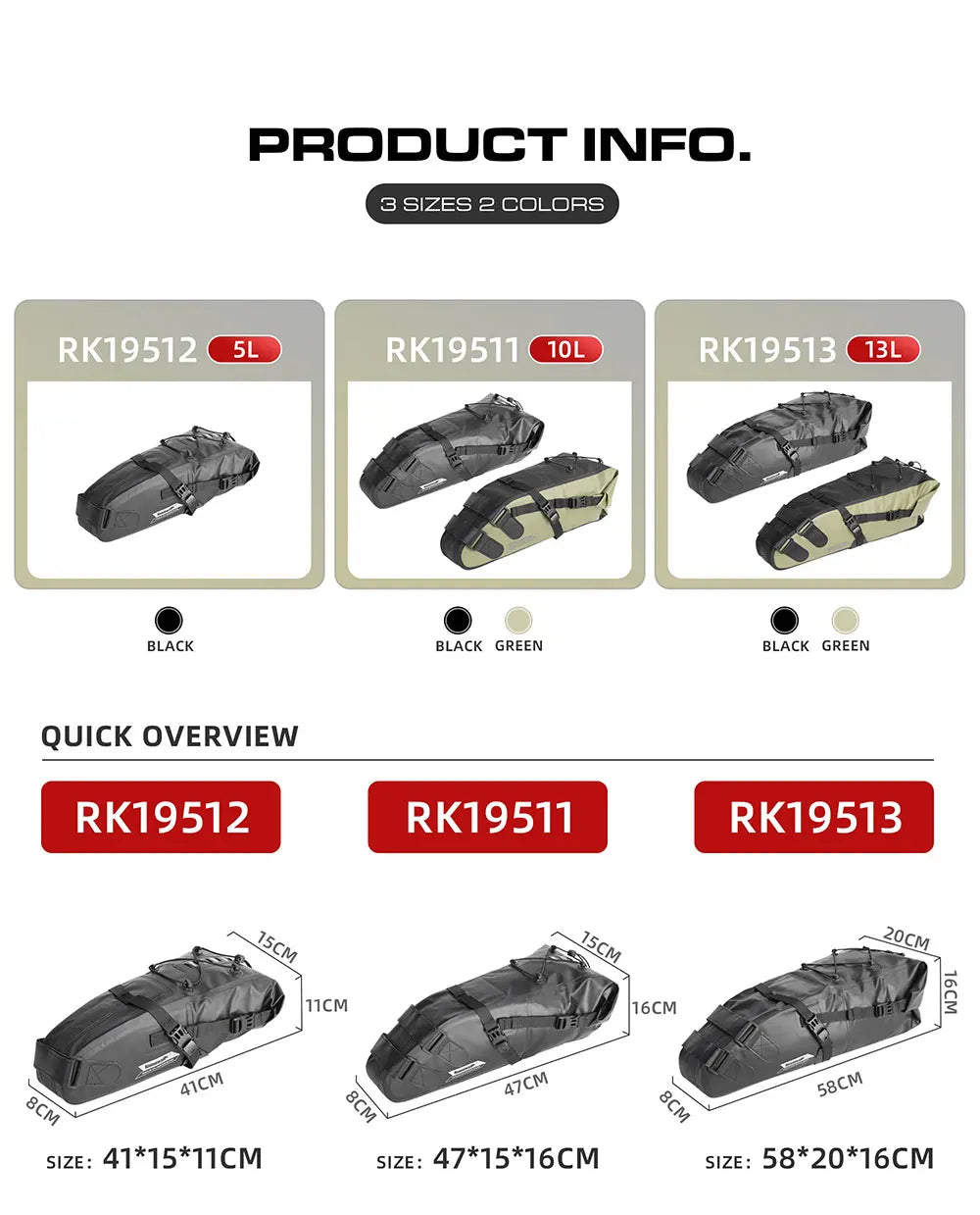 Sacoche de Selle Vélo Rhinowalk Étanche 5L-13L avec Bandes Réfléchissa — vue 9 — sacoche vélo | La Sacoche Vélo