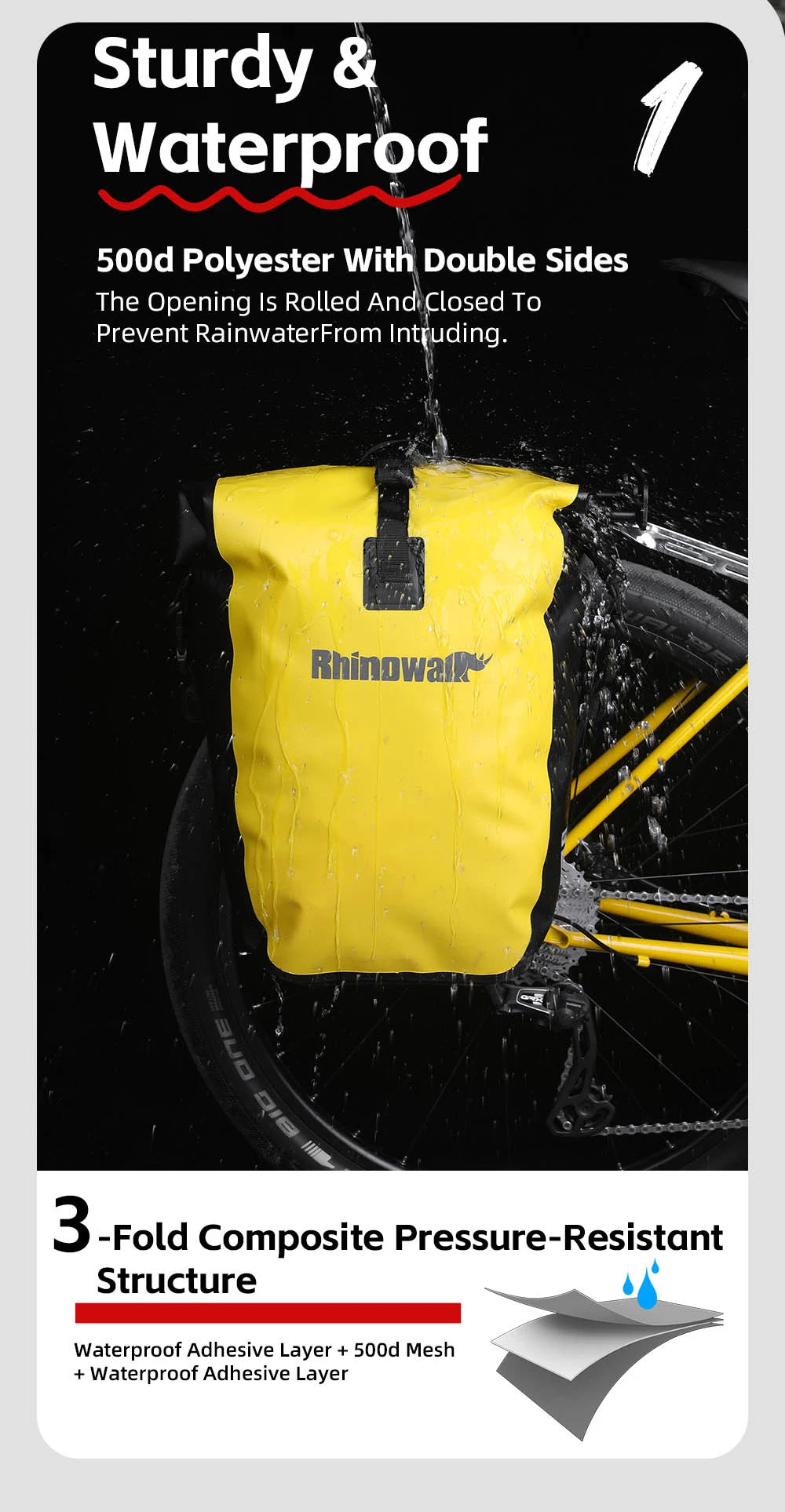 Sacoche Vélo Porte-Bagage Rhinowalk 27L - Étanche à Fixation Rapide — vue 10 — sacoche vélo | La Sacoche Vélo