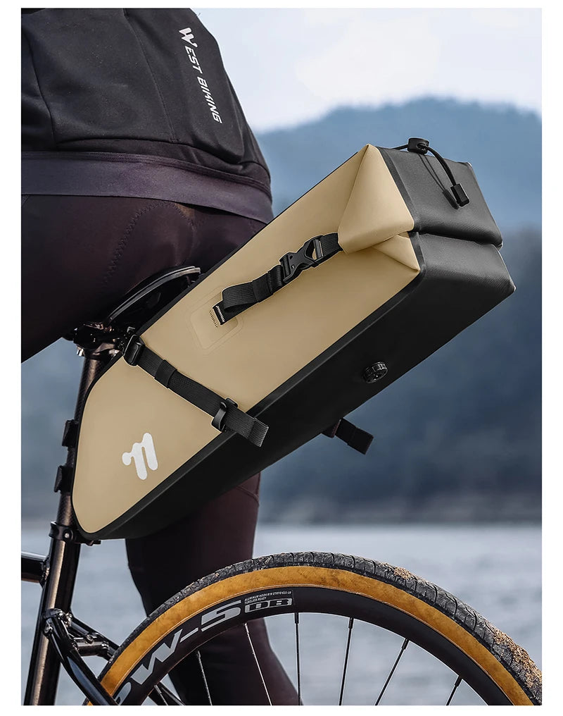 Sacoche de Selle Vélo WEST BIKING 10L-14L Étanche et Pliable
