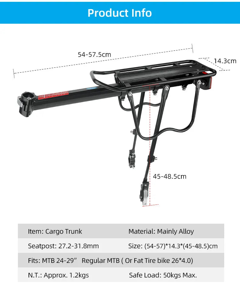 Porte-Bagage Arrière Vélo Deemount - Compatible VTT 20-29'' et Fat Bik — vue 8 — sacoche vélo | La Sacoche Vélo