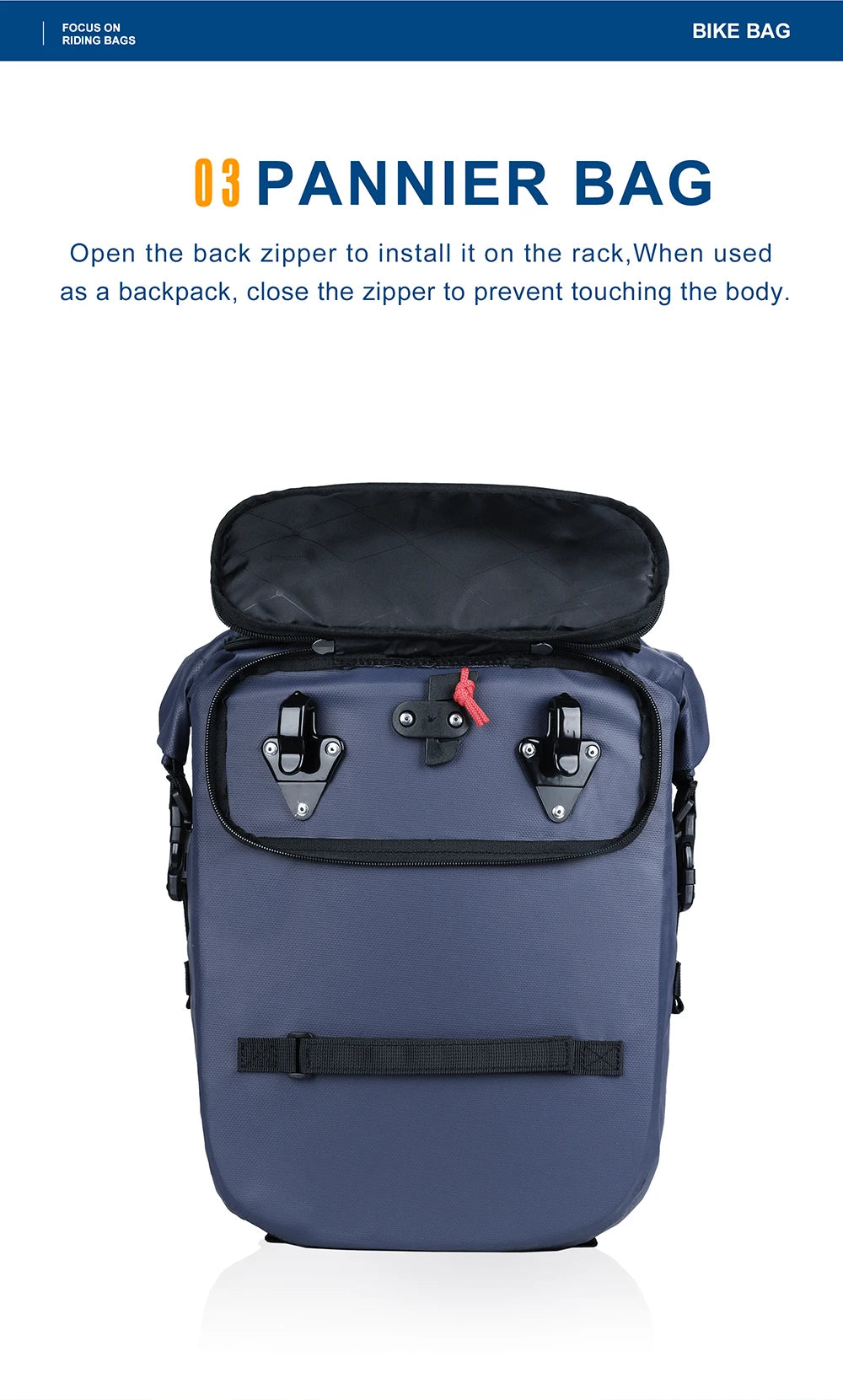 Sacoche Vélo Porte-Bagages Rhinowalk 20L Étanche Convertible Sac à Dos — vue 14 — sacoche vélo | La Sacoche Vélo