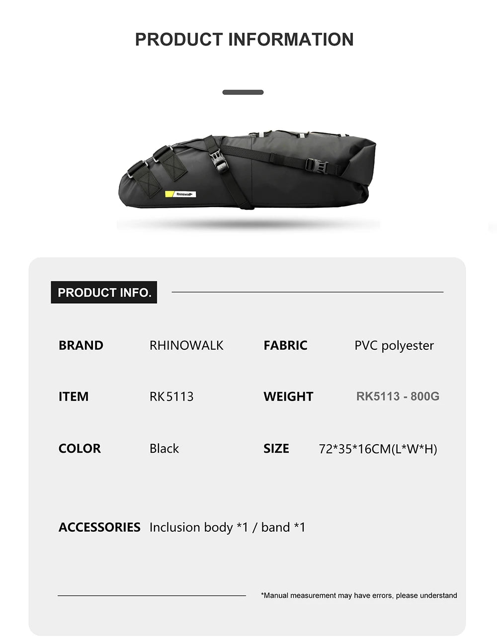Sacoche de Selle Vélo Rhinowalk 13L avec Stabilisateur - Étanche — vue 15 — sacoche vélo | La Sacoche Vélo