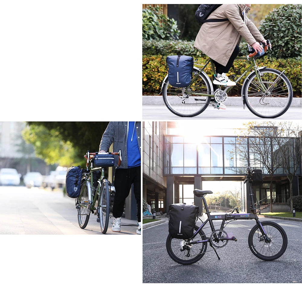 Sacoche Vélo Porte-Bagages Rhinowalk 20L Étanche Convertible Sac à Dos