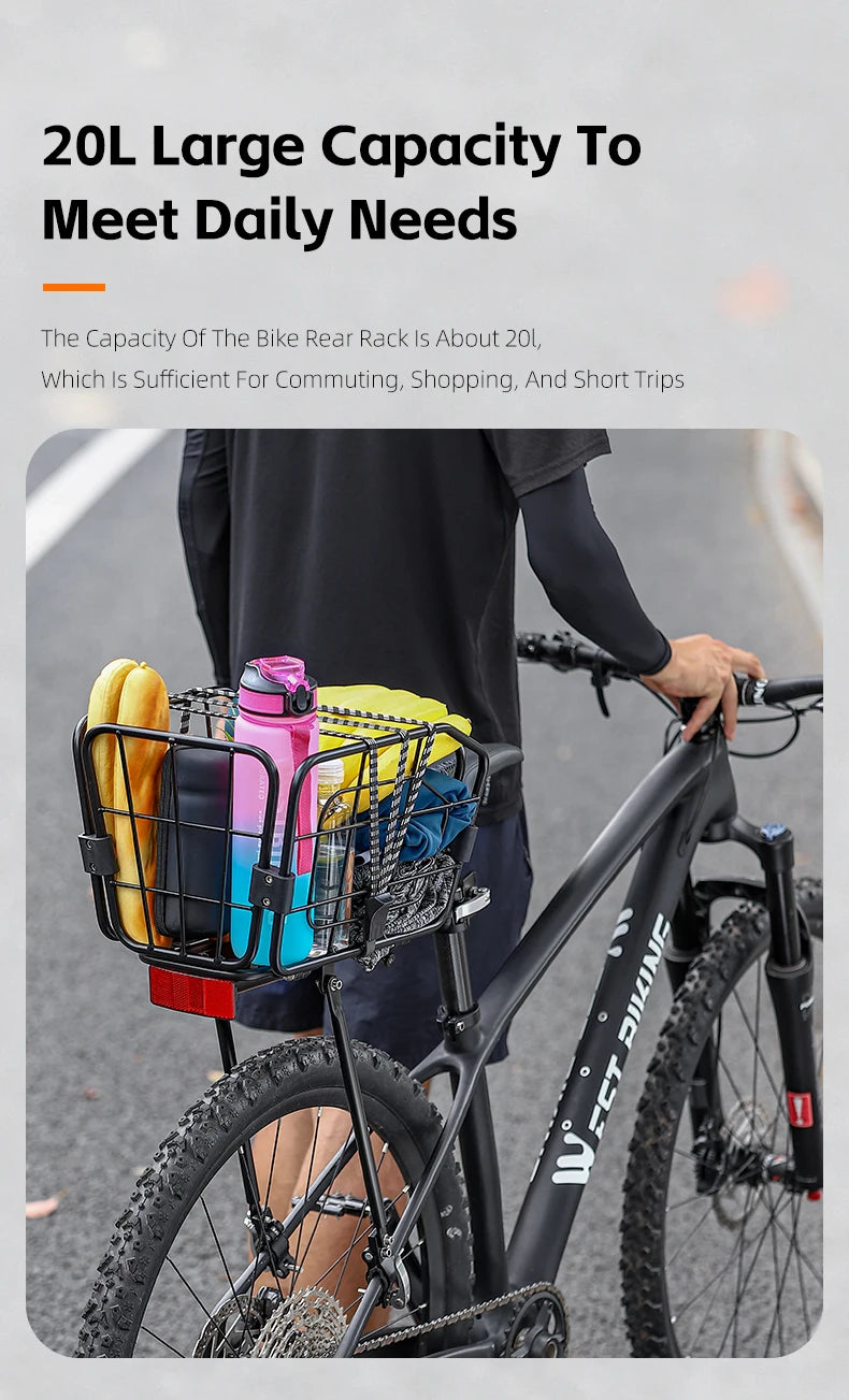 Porte-Bagage Arrière Vélo WEST BIKING avec Panier - Fixation Rapide 75 — vue 14 — sacoche vélo | La Sacoche Vélo