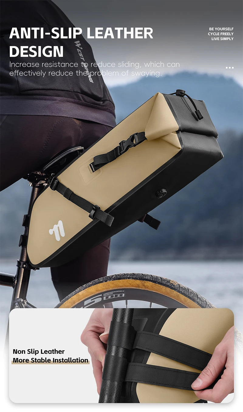 Sacoche de Selle Vélo WEST BIKING 10L-14L Étanche et Pliable