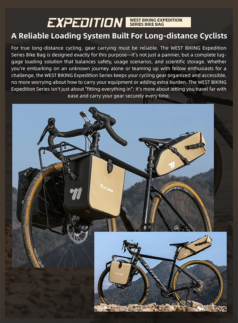 Sacoche de Selle Vélo WEST BIKING 10L-14L Étanche et Pliable — vue 9 — sacoche vélo | La Sacoche Vélo