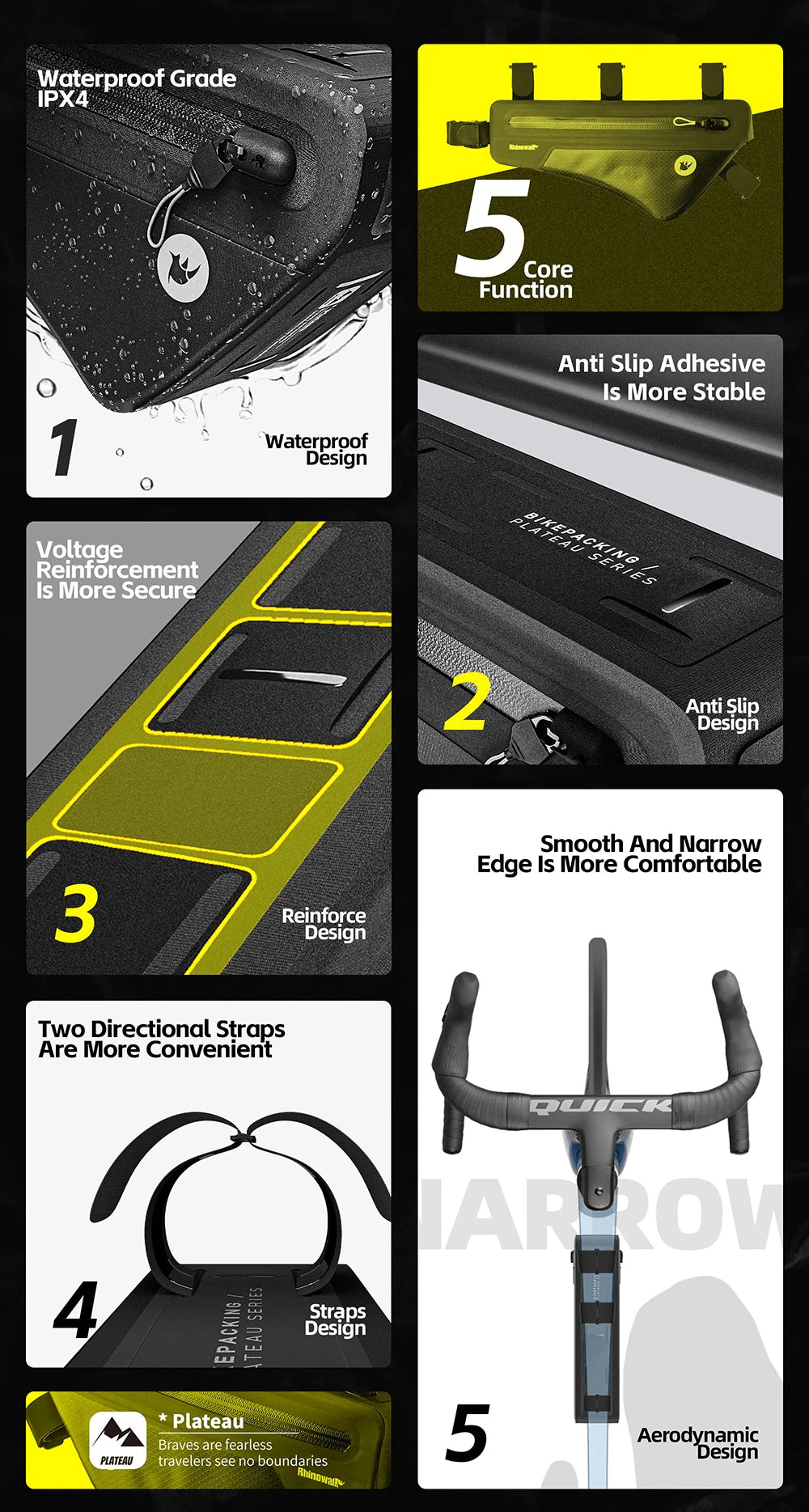 Sacoche Cadre Vélo Rhinowalk Imperméable - Triangle Tube Inférieur — vue 10 — sacoche vélo | La Sacoche Vélo