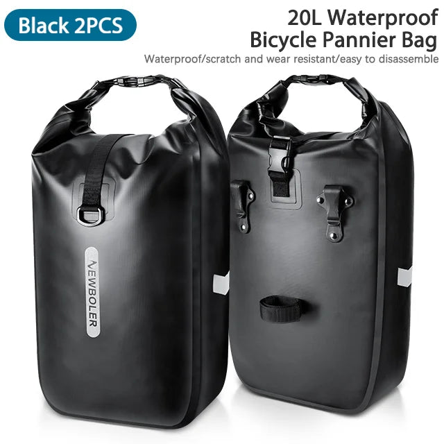 Sacoche Vélo Étanche 20L NEWBOLER - Porte-Bagages Arrière Double