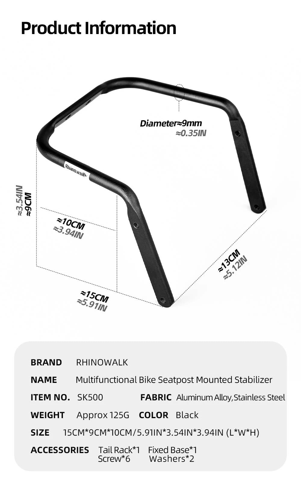 Sacoche de Selle Vélo Rhinowalk 13L avec Stabilisateur - Étanche — vue 10 — sacoche vélo | La Sacoche Vélo