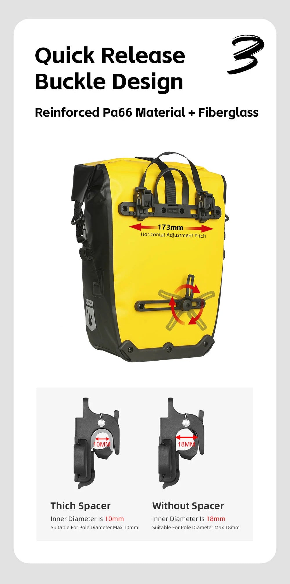 Sacoche Vélo Porte-Bagage Rhinowalk 27L - Étanche à Fixation Rapide — vue 12 — sacoche vélo | La Sacoche Vélo