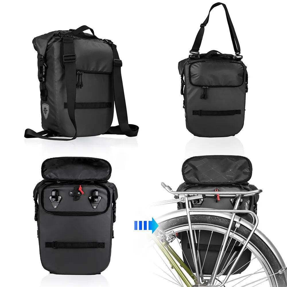 Sacoche Vélo Porte-Bagages Rhinowalk 20L Étanche Convertible Sac à Dos — vue 5 — sacoche vélo | La Sacoche Vélo