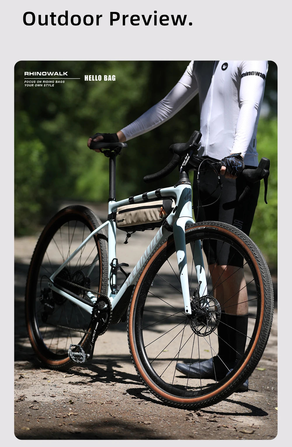 Sacoche Cadre Vélo Rhinowalk 2.1L/2.7L - Triangle Résistant VTT Route Gravel