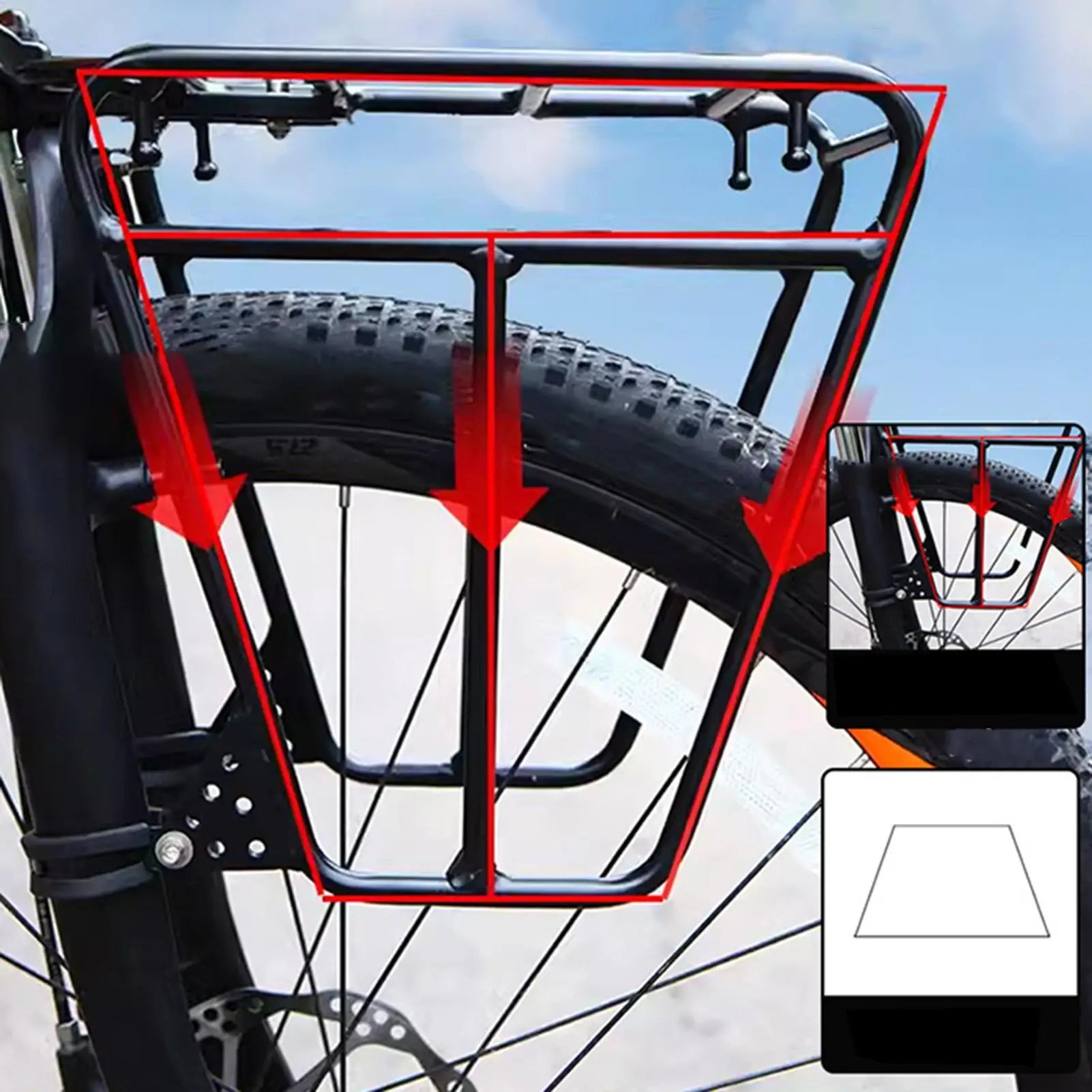 Porte-Bagage Avant Vélo en Acier - Fixation Fourche Ajustable VTT — vue 9 — sacoche vélo | La Sacoche Vélo