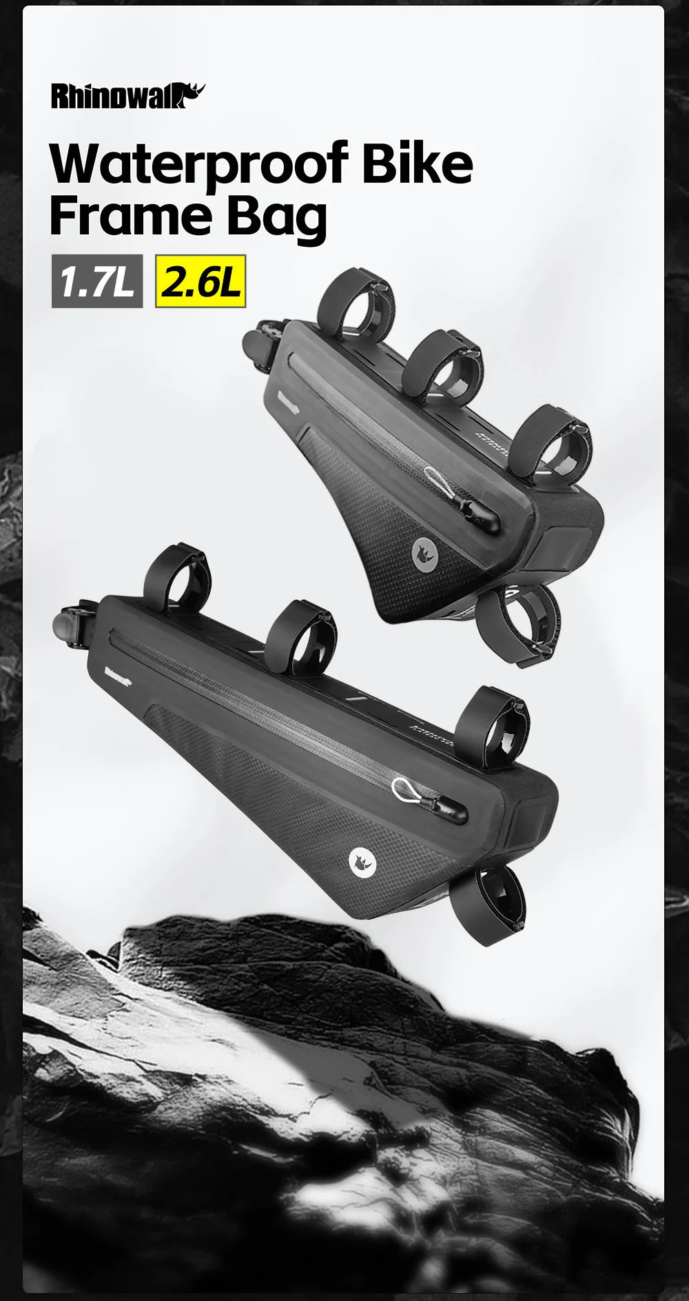 Sacoche Cadre Vélo Rhinowalk Imperméable - Triangle Tube Inférieur — vue 9 — sacoche vélo | La Sacoche Vélo