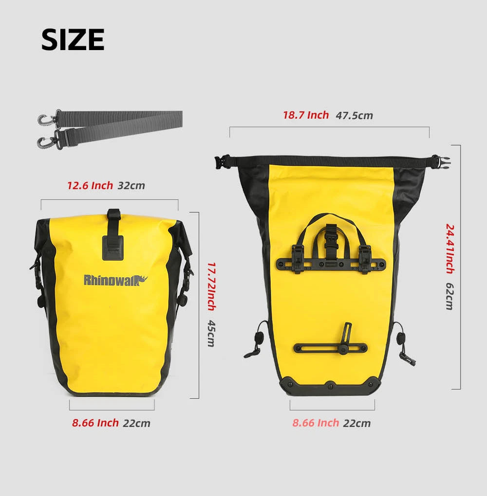 Sacoche Vélo Porte-Bagage Rhinowalk 27L - Étanche à Fixation Rapide — vue 16 — sacoche vélo | La Sacoche Vélo