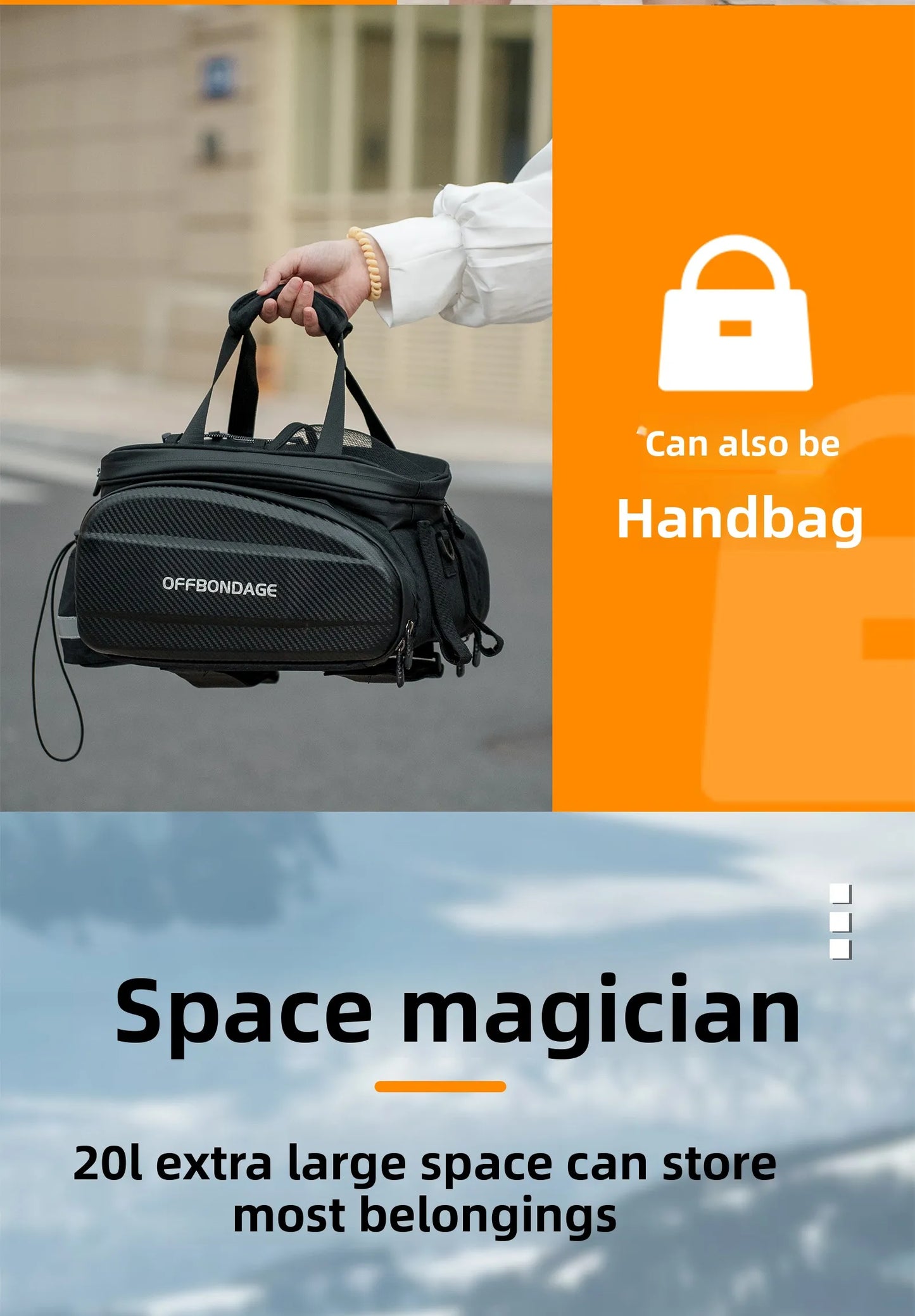 Sacoche Vélo Porte-Bagage Arrière 20L – Transformable et Imperméable — vue 18 — sacoche vélo | La Sacoche Vélo