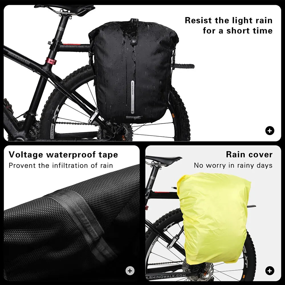 Sacoche Vélo Porte-Bagages Rhinowalk 20L Étanche Convertible Sac à Dos — vue 4 — sacoche vélo | La Sacoche Vélo