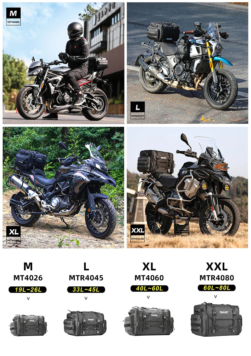 Sacoche Moto Rhinowalk Étanche 19L-80L Extensible - Sac Arrière — vue 11 — sacoche vélo | La Sacoche Vélo