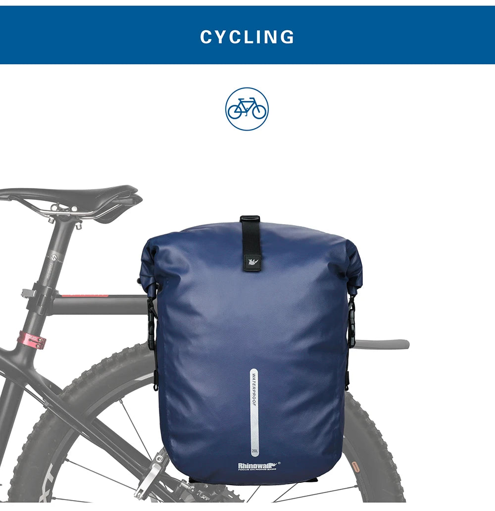 Sacoche Vélo Porte-Bagages Rhinowalk 20L Étanche Convertible Sac à Dos — vue 20 — sacoche vélo | La Sacoche Vélo