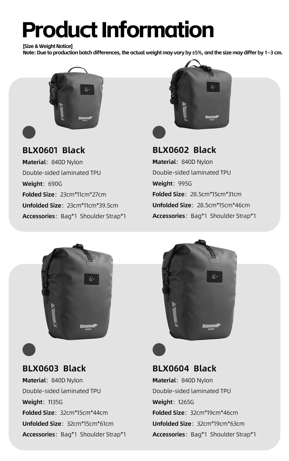 Sacoche Vélo Rhinowalk Étanche – Porte-Bagages Double Latérale