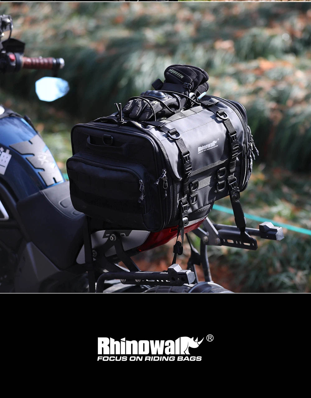 Sacoche Moto Rhinowalk Étanche 19L-80L Extensible - Sac Arrière