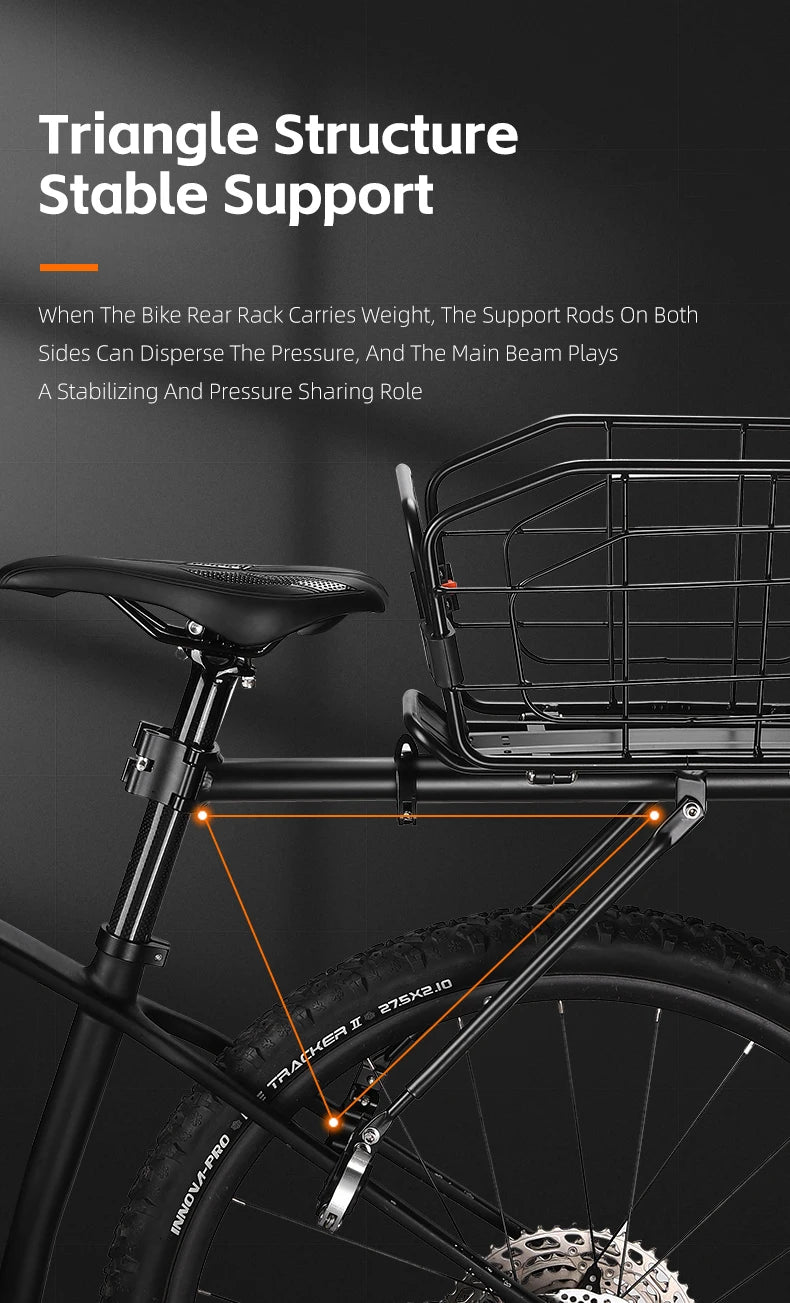 Porte-Bagage Arrière Vélo WEST BIKING avec Panier - Fixation Rapide 75 — vue 13 — sacoche vélo | La Sacoche Vélo