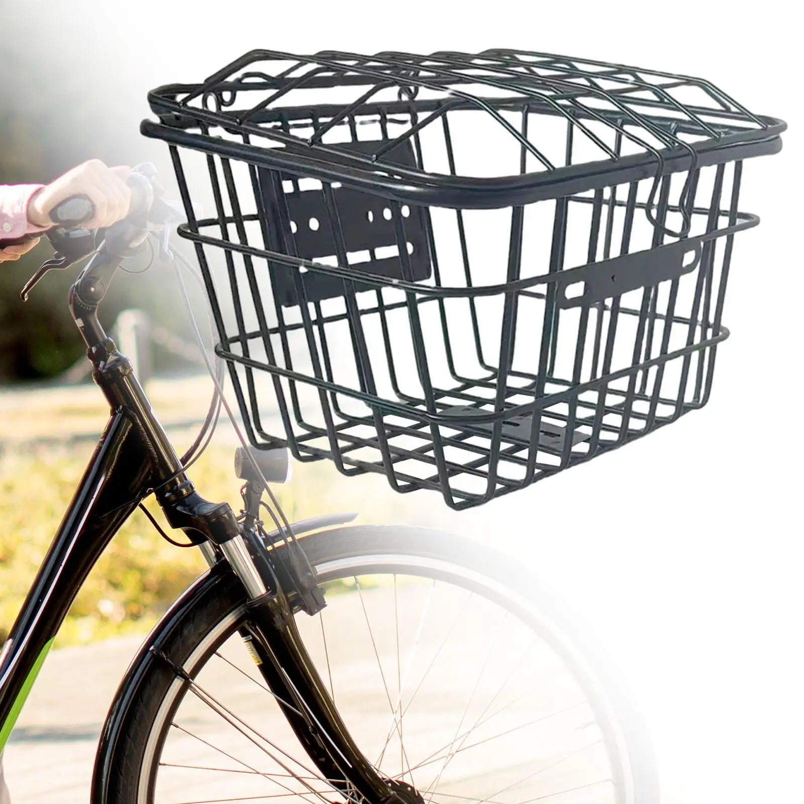 Panier Arrière Vélo en Métal Grillagé avec Couvercle - Antirouille — vue 4 — sacoche vélo | La Sacoche Vélo