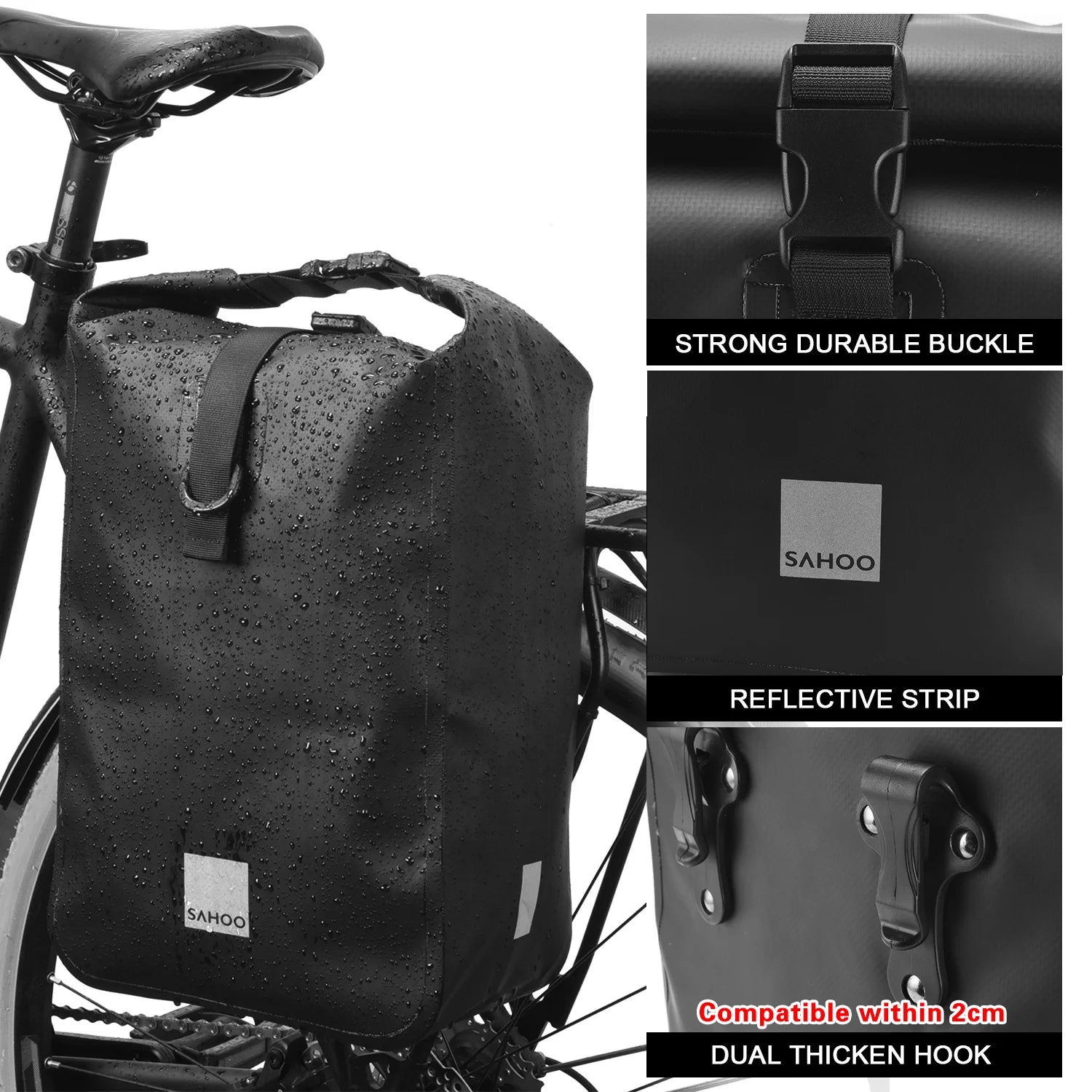 Sacoche Porte-Bagage Vélo SAHOO 10L Imperméable avec Réflecteurs — vue 4 — sacoche vélo | La Sacoche Vélo