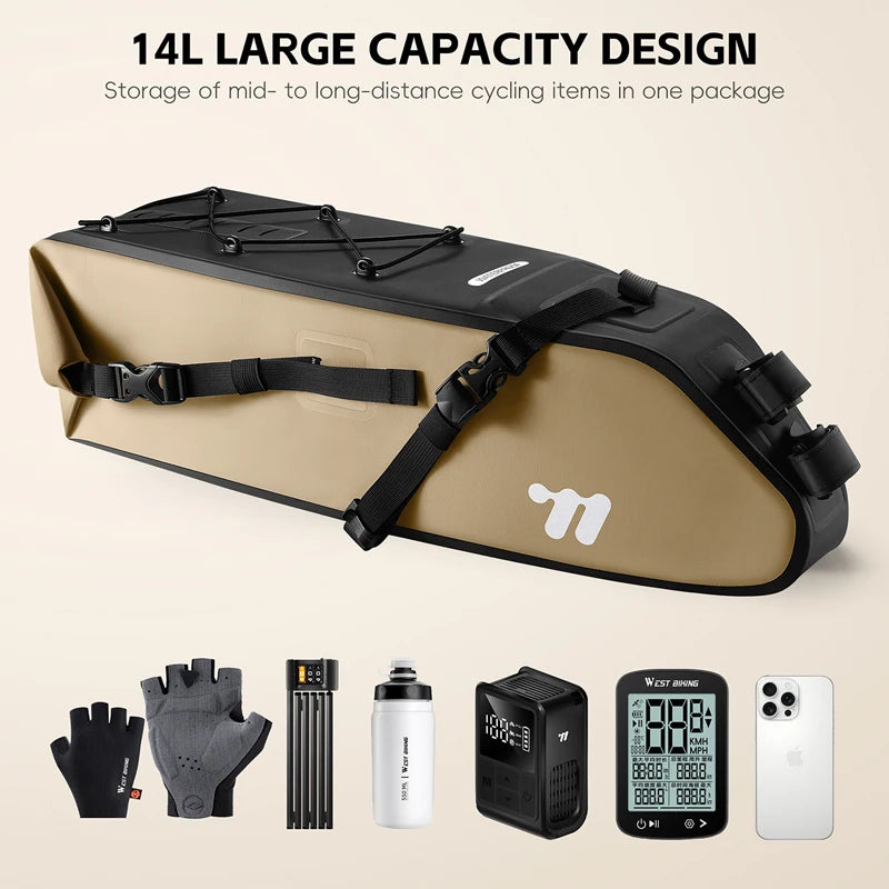 Sacoche de Selle Vélo WEST BIKING 10L-14L Étanche et Pliable — vue 4 — sacoche vélo | La Sacoche Vélo