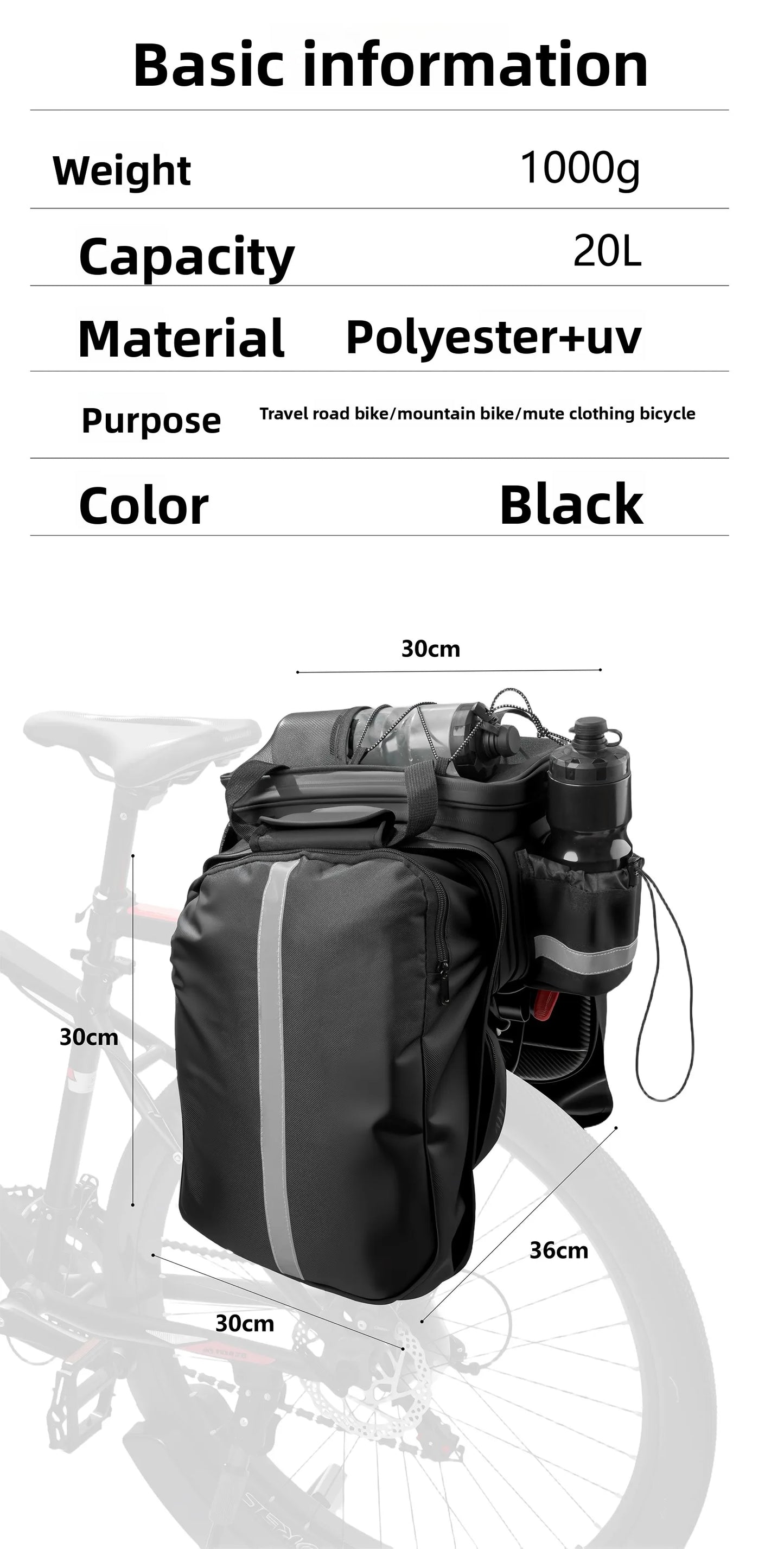 Sacoche Vélo Porte-Bagage Arrière 20L – Transformable et Imperméable — vue 11 — sacoche vélo | La Sacoche Vélo