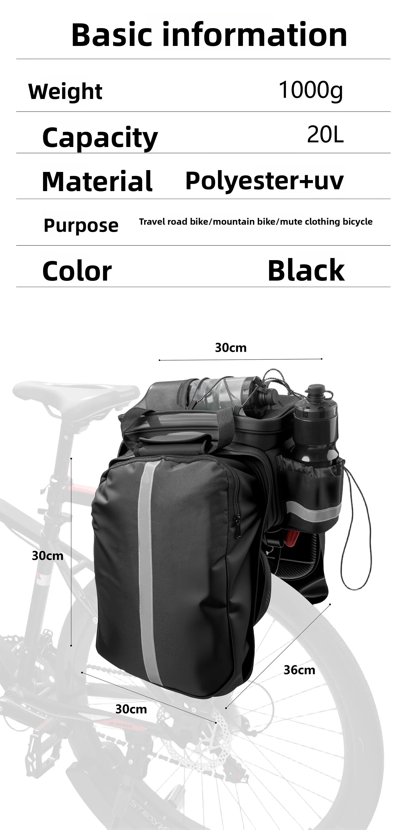 Sacoche Vélo Porte-Bagage Arrière 20L – Transformable et Imperméable — vue 11 — sacoche vélo | La Sacoche Vélo