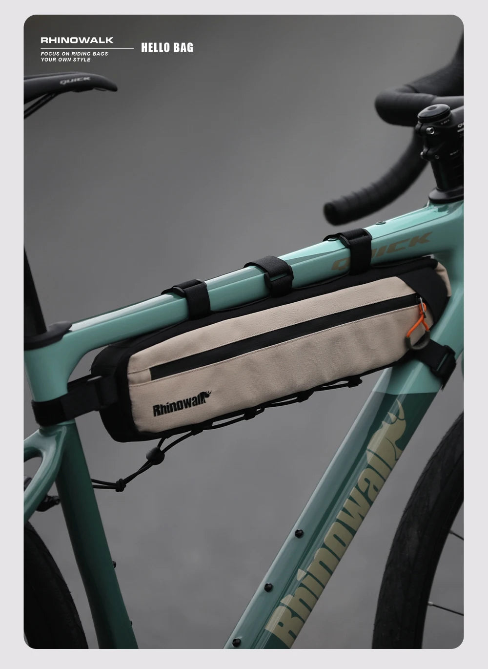 Sacoche Cadre Vélo Rhinowalk 2.1L/2.7L - Triangle Résistant VTT Route Gravel
