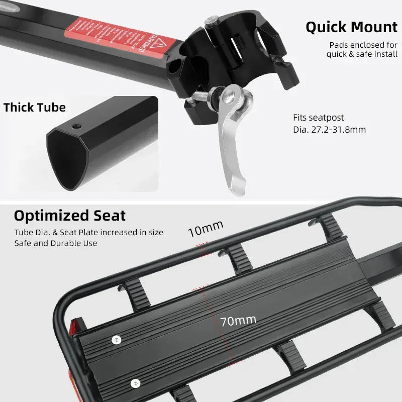 Porte-Bagage Arrière Vélo Deemount - Compatible VTT 20-29'' et Fat Bik — vue 3 — sacoche vélo | La Sacoche Vélo