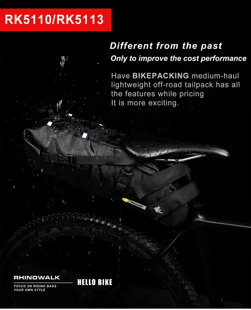 Sacoche de Selle Vélo Rhinowalk Étanche 5L-13L avec Bandes Réfléchissa — vue 8 — sacoche vélo | La Sacoche Vélo
