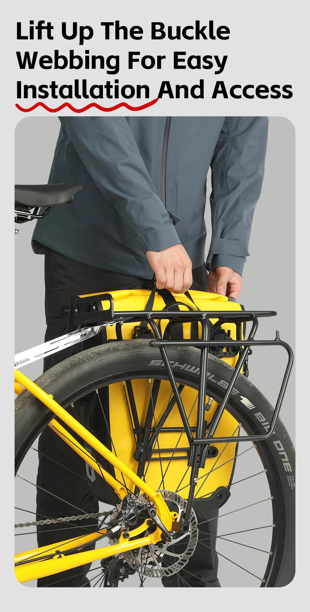 Sacoche Vélo Porte-Bagage Rhinowalk 27L - Étanche à Fixation Rapide — vue 13 — sacoche vélo | La Sacoche Vélo