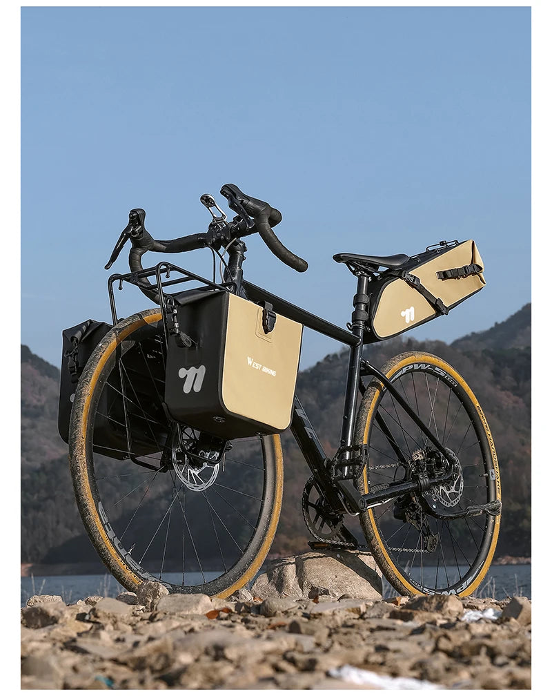 Sacoche de Selle Vélo WEST BIKING 10L-14L Étanche et Pliable