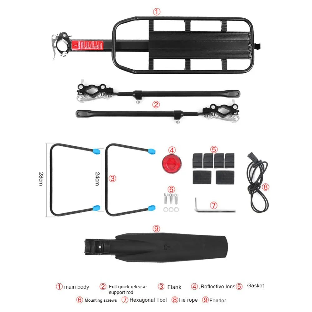 Porte-Bagage Vélo Arrière Ajustable à Fixation Rapide avec Garde-Boue — vue 4 — sacoche vélo | La Sacoche Vélo